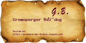 Gremsperger Bódog névjegykártya